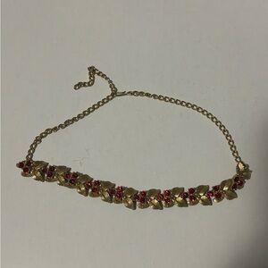 Elegant Gold and Red Floral Necklace